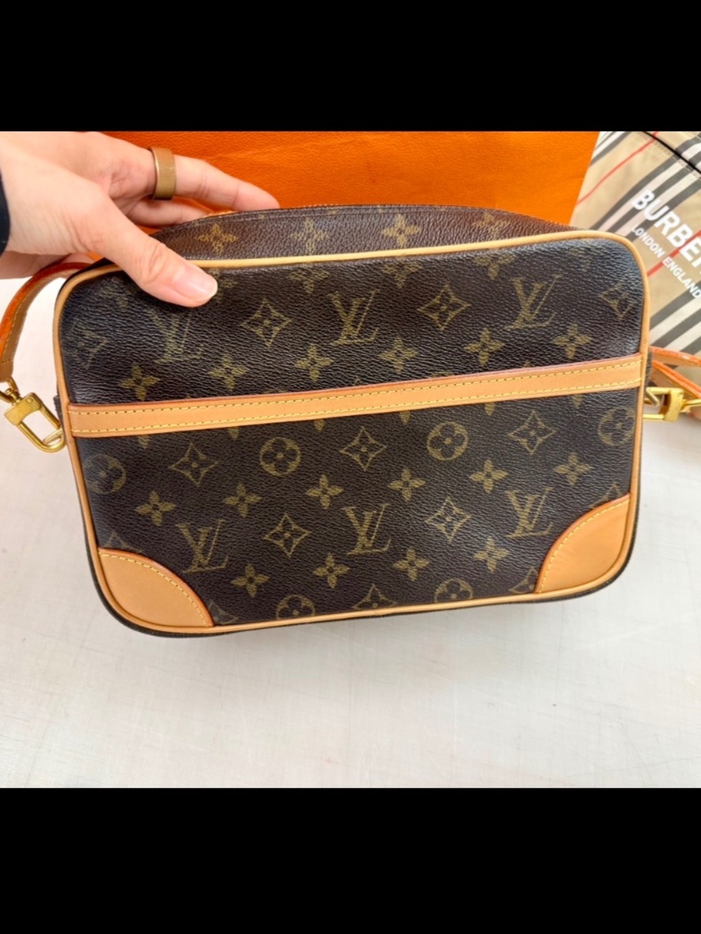 Authentic LOUIS VUITTON Monogram Trocadero 27 Crossbody Bag (Restored Vachetta)